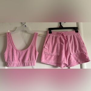 Zara Pink Terry Shorts Set